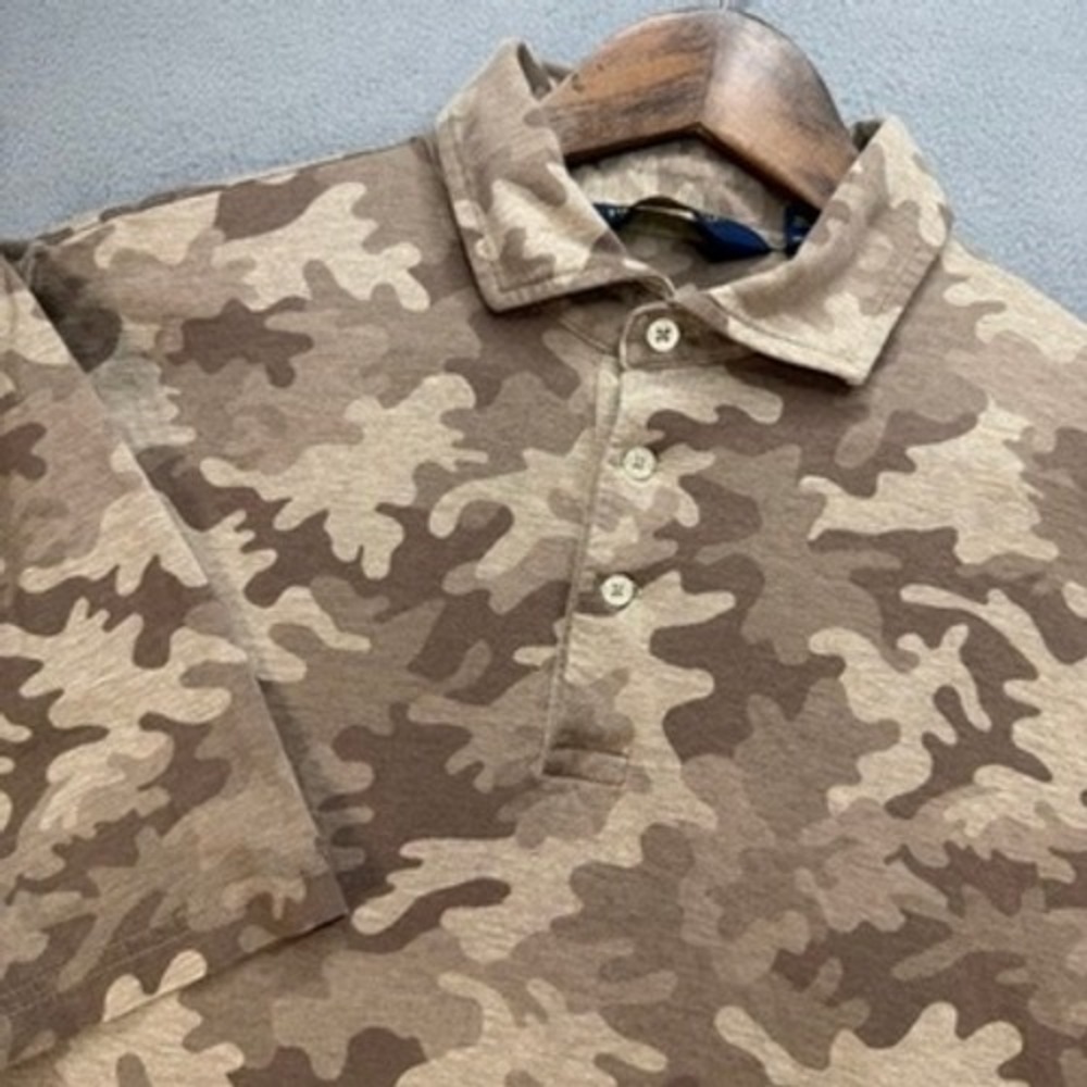 Polo Golf Ralph Lauren Camouflage Short Sleeve Polo Shirt XL Brown Camo Cotton